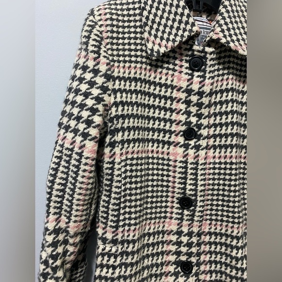 Marvin Richard’s Vintage Wool Blend Houndstooth Pink and Grey Pea Coat - Picture 12 of 14